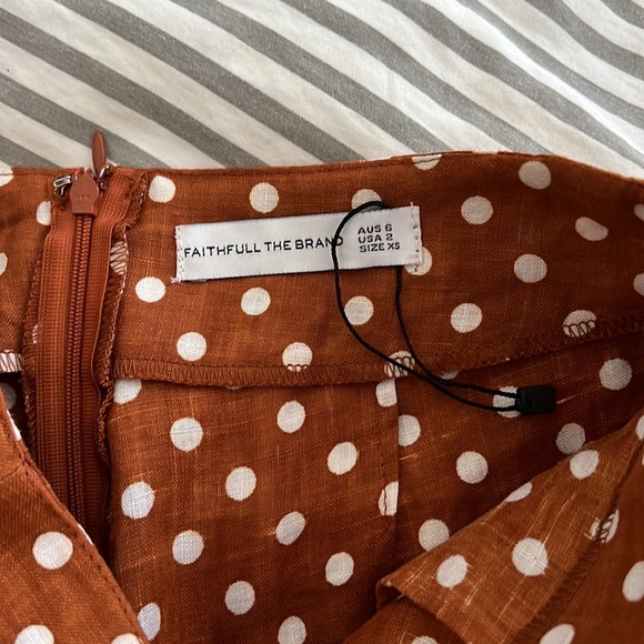 Faithfull the Brand Polka dot rust white linen high waist cropped wide leg pants - Picture 11 of 14